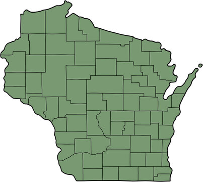 doodle freehand drawing of wisconsin state map.