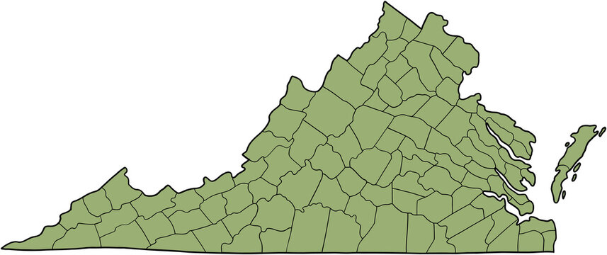 doodle freehand drawing of virginia state map.