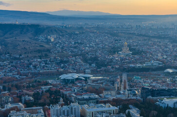Tbilisi at sunrise panoramic view from Mtatsminda Mountain © ssmalomuzh