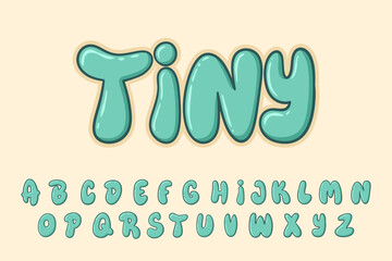 Alphabet Blue Cute Fat Font Type Cartoon Vector