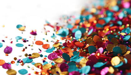 Fototapeta na wymiar Colorful Confetti seamless pattern background, carnival concept, transparent background, gold confetti, celebration, isolated party decoration, illustration, birthday, holiday, celebrate, festive
