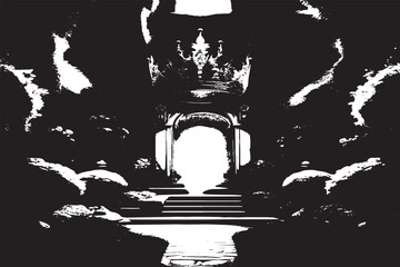 Royal garden black texture vector illustration overlay monochrome destressed grunge background texture