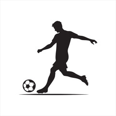 Fototapeta na wymiar Athletic Power: Silhouette of a Football Player Displaying Strength, Perfect for Sports Graphics and Sportsman Black Vector Stock 