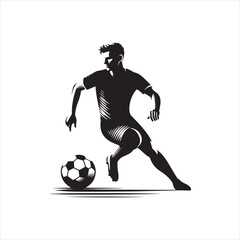 Sporting Triumph: Football Player Silhouette in Winning Pose, Ideal for Sports-themed Designs and Sportsman Black Vector Stock
