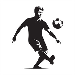 Athletic Power: Silhouette of a Football Player Displaying Strength, Perfect for Sports Graphics and Sportsman Black Vector Stock
