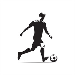 Fototapeta na wymiar Dynamic Strategies: A Silhouette of a Football Player Strategizing on the Field, Great for Sports Campaigns and Sportsman Black Vector Stock 