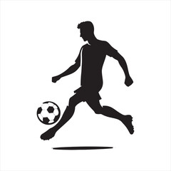 Fototapeta na wymiar Dynamic Sprint: Football Player Silhouette Racing Towards Victory, Perfect for Sports Promotions and Sportsman Black Vector Stock 