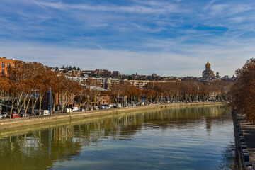 Kura river in Tbilisi scenic view from Saarbrucken Bridge © ssmalomuzh
