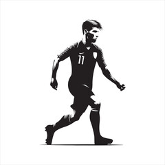 Fototapeta na wymiar Precision Play: Silhouette of a Football Player Showcasing Accuracy, Perfect for Sports Marketing and Sportsman Black Vector Stock 