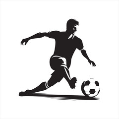 Victory Charge: A Silhouette of a Football Player Leading the Team, Great for Sports Advertising and Sportsman Black Vector Stock
