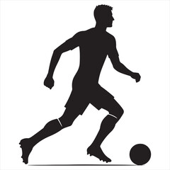 Victory in Motion: Football Player Silhouette Celebrating a Goal, Perfect for Sports Enthusiasts and Sportsman Black Vector Stock
