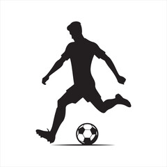 Fototapeta na wymiar Striking Pose: Silhouette of a Football Player Executing a Dynamic Move, Great for Sports Marketing and Sportsman Black Vector Stock 