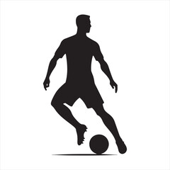 Sporting Excellence: Football Player Silhouette Capturing the Essence of Competitive Spirit, Perfect for Athletic Graphics and Sportsman Black Vector Stock
