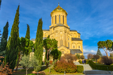 Holy Trinity Cathedral of Sameba complex in Avlabari district of Tbilisi, Georgia