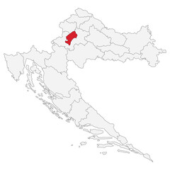 Map of Croatia with Zagreb a capital city.