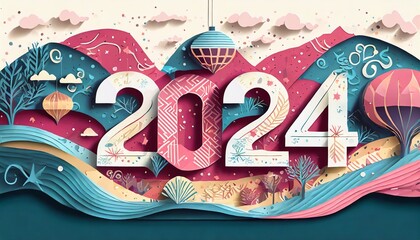 Happy 2024 New Year Vector Design