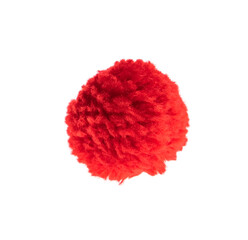 red fluffy fur ball on a white background