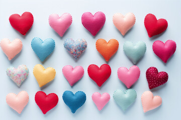 Obraz premium Delicate little hearts, positioned on a pastel-colored background, create a soft design, perfect for a Valentine's Day greeting card and love celebrations