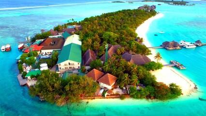 Kudaa Huraa Island - Maldives - Aerial shot over the beautiful holiday island