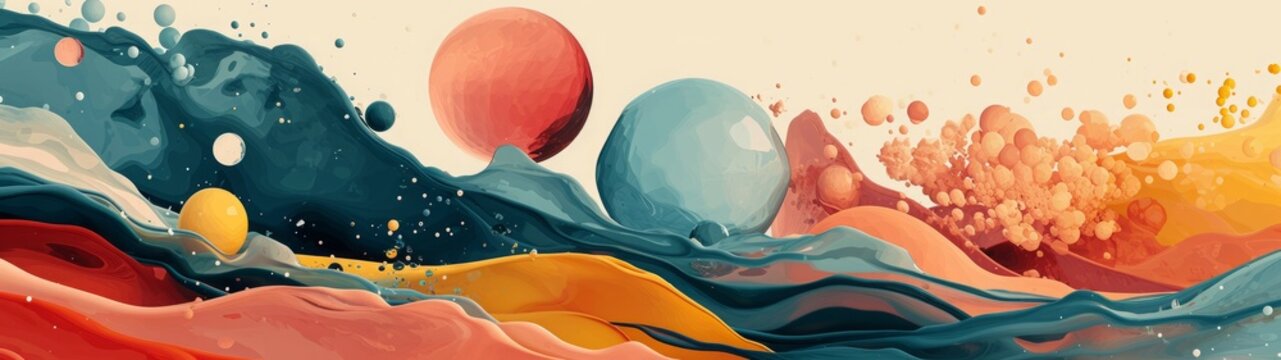Abstract liquid pattern watercolor painting with vintage colors.
