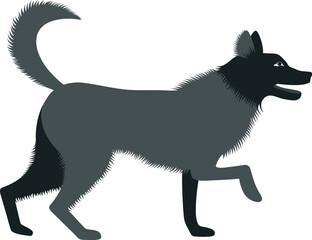 Vector element in flat style of walking a dog.