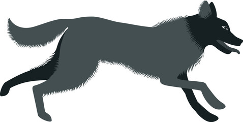 Vector element in flat style of running dog.