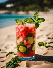 mojito cocktail with strawberry