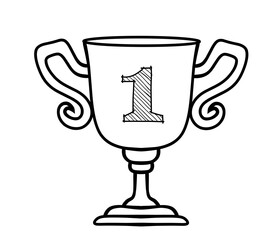 Line art trophy cup isolated on white