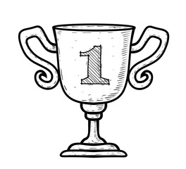 Sketch trophy cup isolated on white