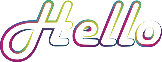 gradient color hello, Hello. Lettering for banner, poster and sticker concept with text Hello. Bright vector Hello on white background. Calligraphic simple logo for banner, poster, web