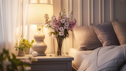 Scandinavian Style Bedroom with Nightstand

