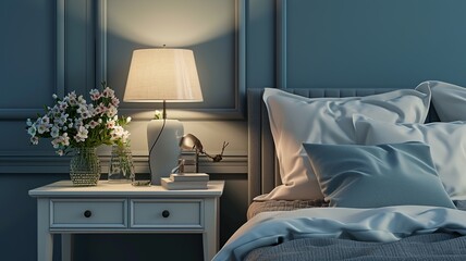 Scandinavian Style Bedroom with Nightstand

