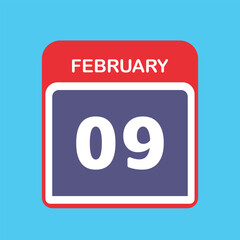 9th February calendar icon. Calendar template for the days of February. vector illustrator.