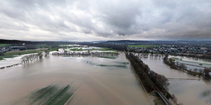 Ruhrhochwasser bei Schwerte Ergste am 4. Januar 2024
