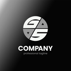 letter GS initial in monochrome flat design circle shape logo vector illustration