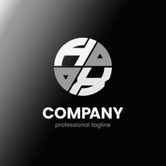letter HX initial in monochrome flat design circle shape logo vector illustration