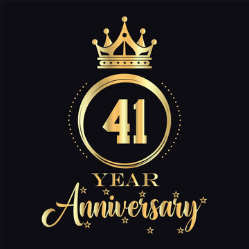 41 years anniversary design with crown template. Vector and illustration. Anniversary logo.