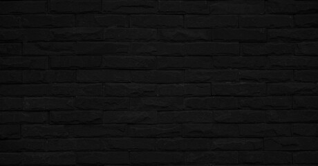 Empty black stone brick wall made with blocks for abstract  background and texture. beautiful patterns, space for work, banner, wallpaper close up, horizontal. - Powered by Adobe