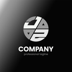 Fototapeta premium letter JZ initial in monochrome flat design circle shape logo vector illustration
