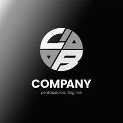 letter LR initial in monochrome flat design circle shape logo vector illustration