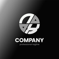 letter NX initial in monochrome flat design circle shape logo vector illustration