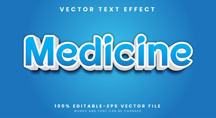 Medicine 3d editable text effect premium vector