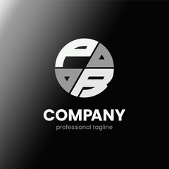 letter PR initial in monochrome flat design circle shape logo vector illustration