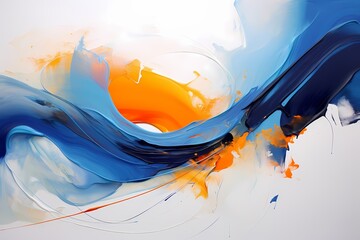 Cobalt blues and fiery oranges clash and blend, giving birth to a dynamic abstract canvas that defies expectation.