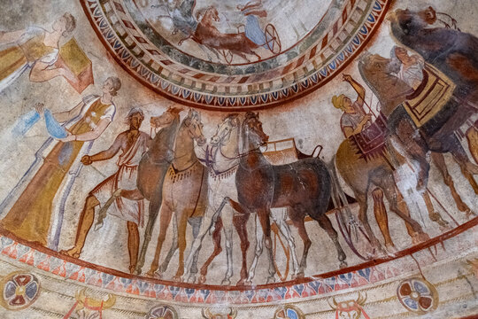 Ceiling fragment of Thracian Tomb of Kazanlak. Stara Zagora Province, Bulgaria. Southeast Europe.