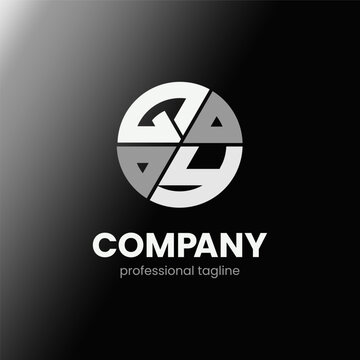 letter QY initial in monochrome flat design circle shape logo vector illustration