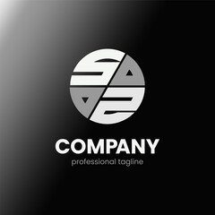 letter SZ initial in monochrome flat design circle shape logo vector illustration