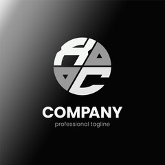 letter XC initial in monochrome flat design circle shape logo vector illustration