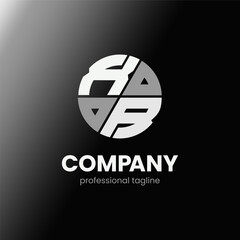 letter XR initial in monochrome flat design circle shape logo vector illustration
