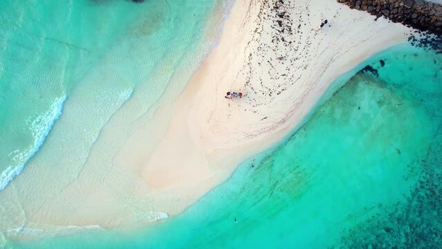 Huraa Island - Maldives - fantastic landing circling aerial shot overlooking sandbank